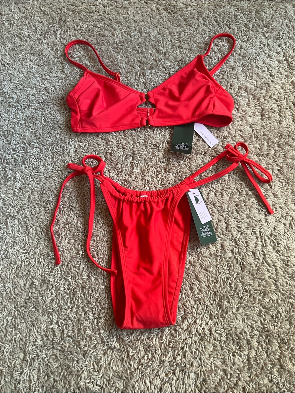 Wild Fable Red Tie-Side Bikini Set